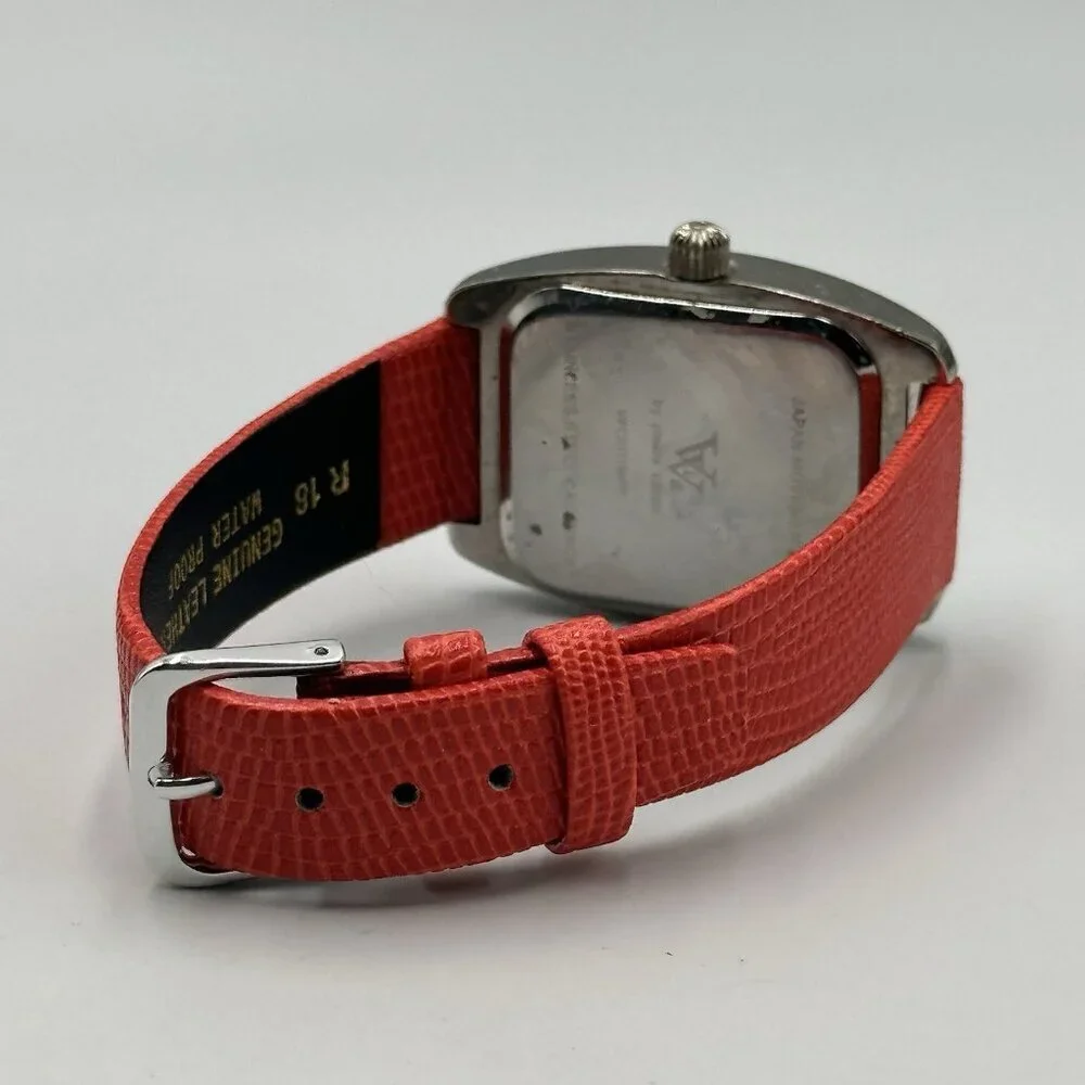 Viva by Pierre Cardin Watch Women Silver Tone Pink Dial Red Band New Battery